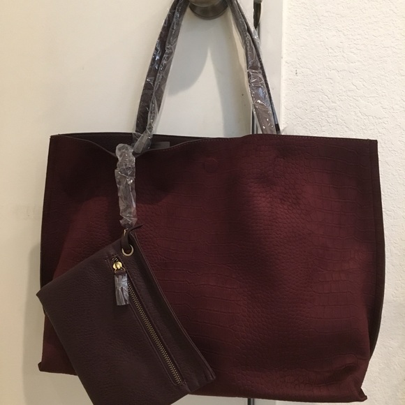 Street Level Handbags - 3 in 1 Reversible Faux Leather Tote Bag